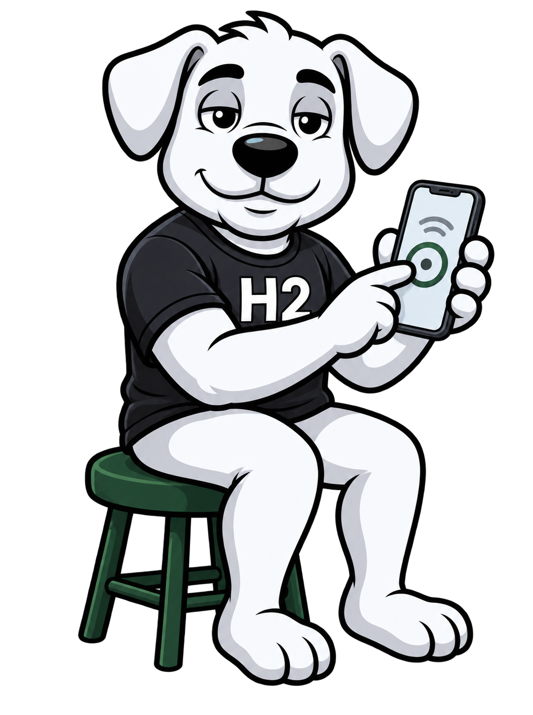 Персонаж H2 показывает настройку на телефоне