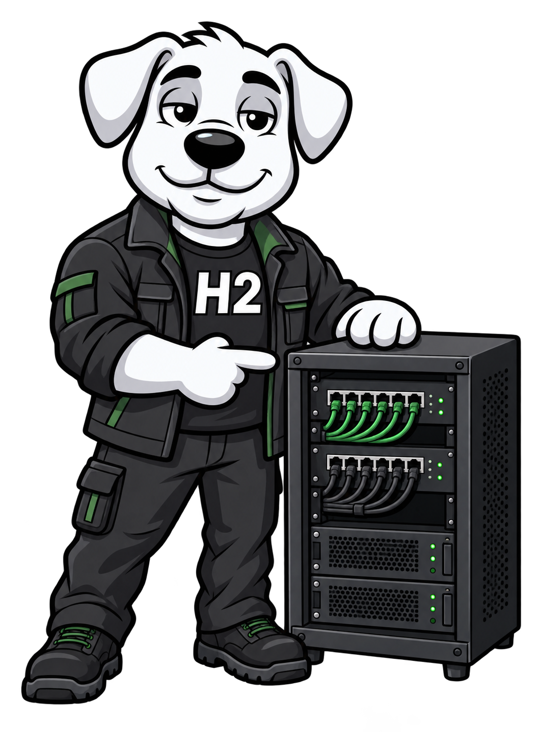 Мастер H2 рядом с серверным шкафом
